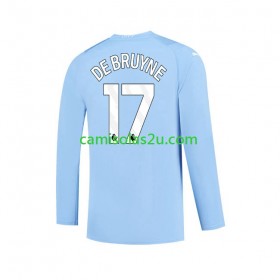 Camisolas de futebol Manchester City Kevin De Bruyne 17 Equipamento Principal 2023/24 Manga Comprida